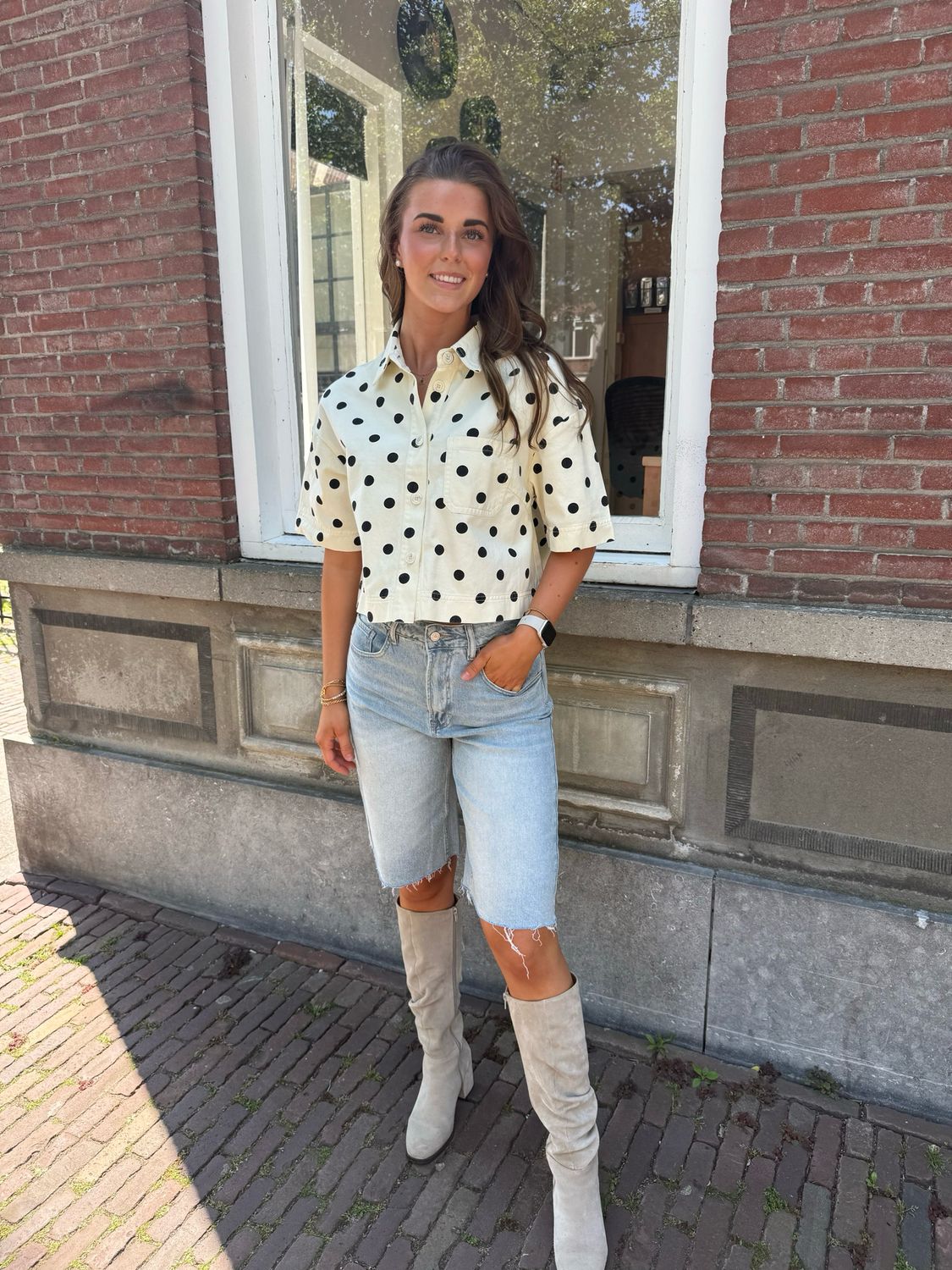 Birtha polka dot jeans jacket off-white & black Birtha polka dot jeans jacket off-white & black