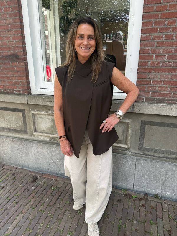 Millie mouwloze blazer brown