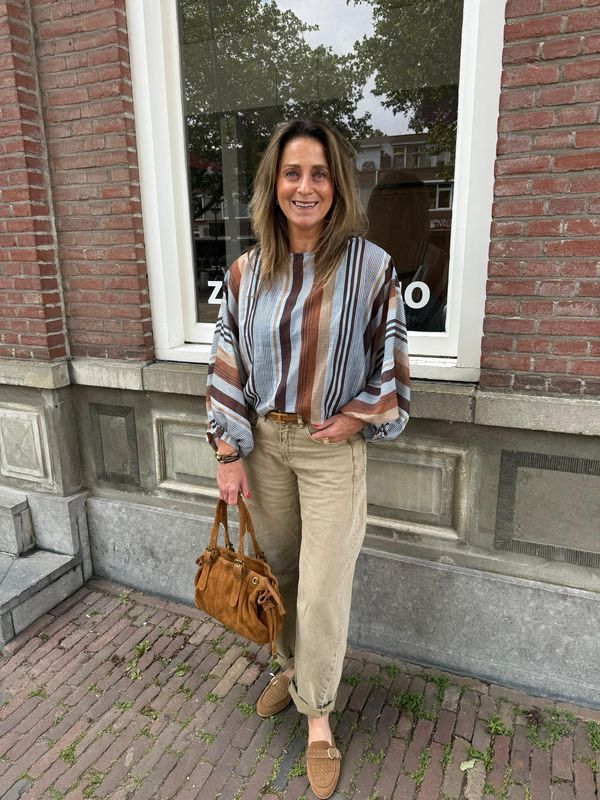 Dolores blouse blue/camel/brown