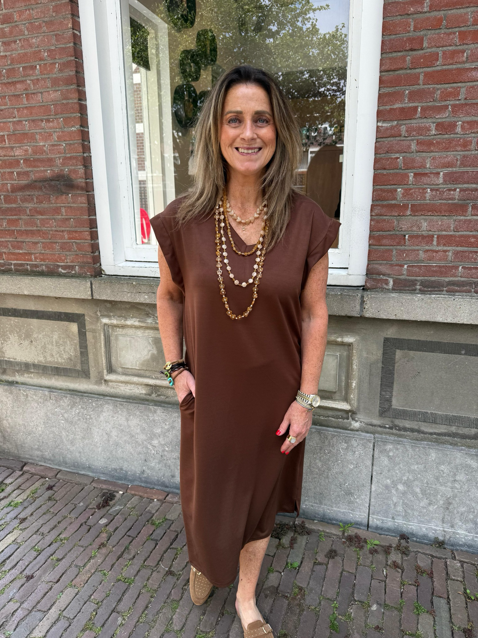 Doris comfy dress cognac