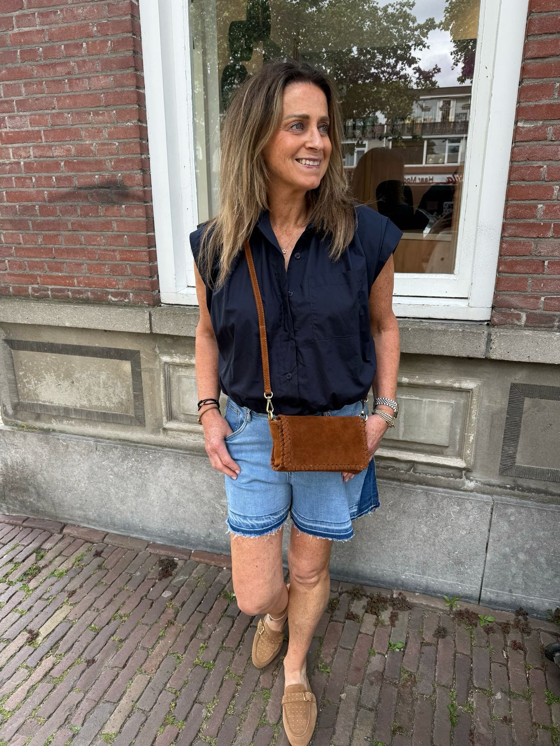 Daisy cropped blouse blue Daisy cropped blouse blue