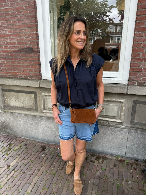 Daisy cropped blouse blue