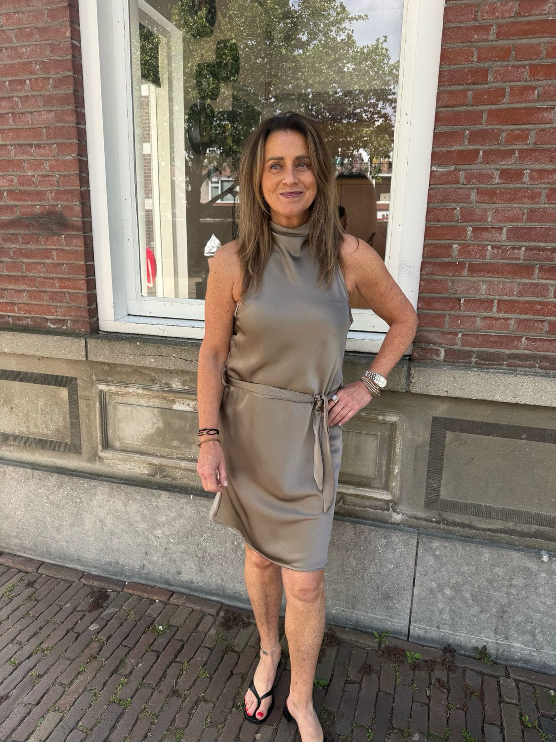 AMBIKA Flo jurk taupe AMBIKA Flo jurk taupe