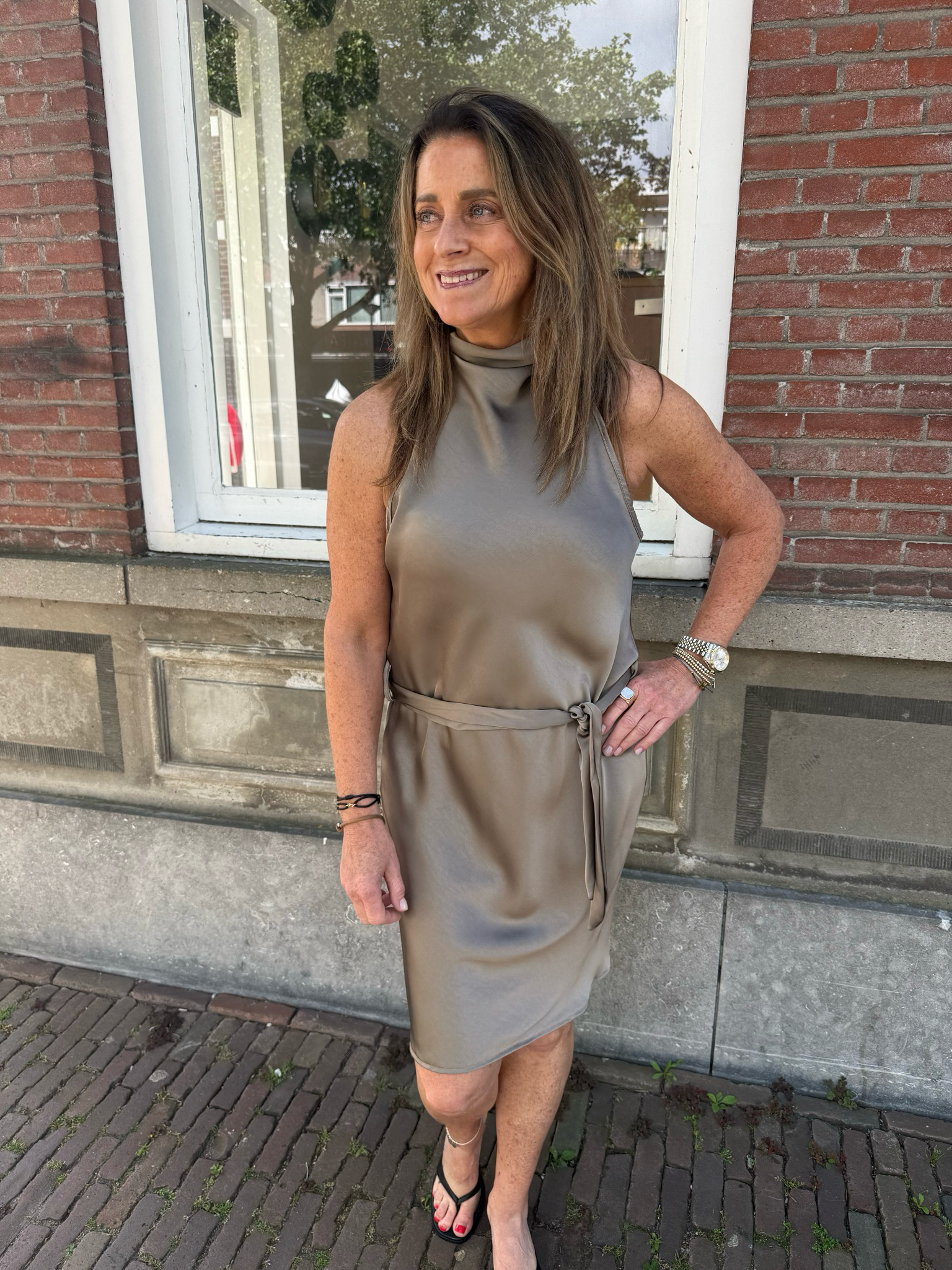AMBIKA Flo jurk taupe