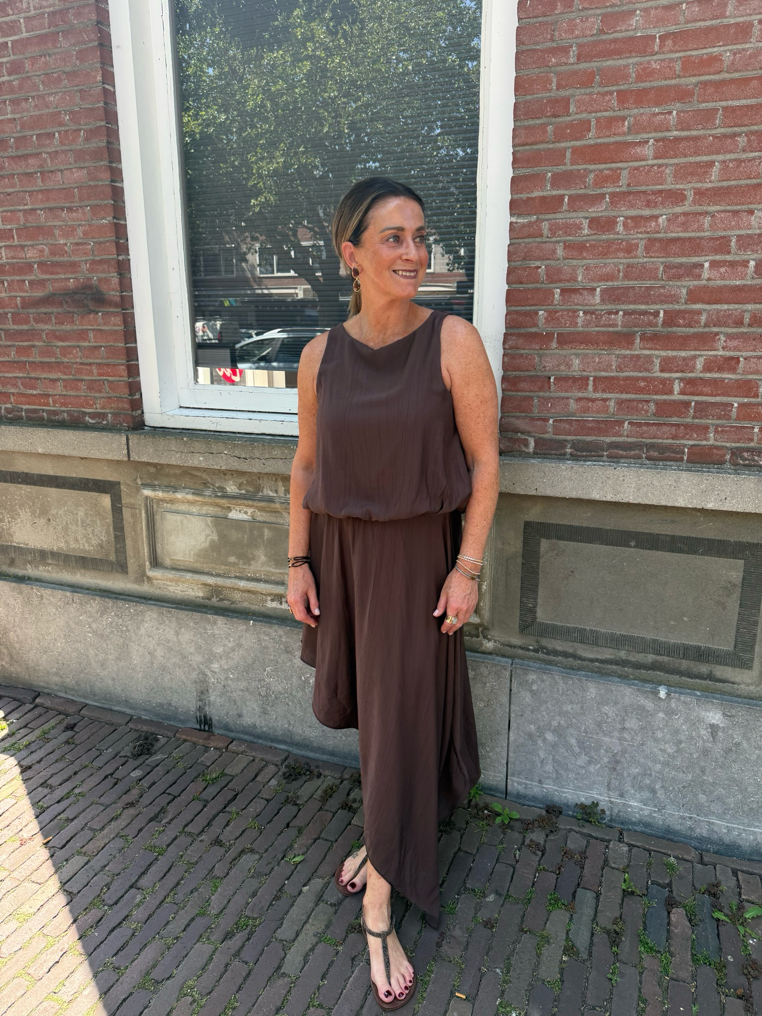 Imra zomerjurk chocolate brown