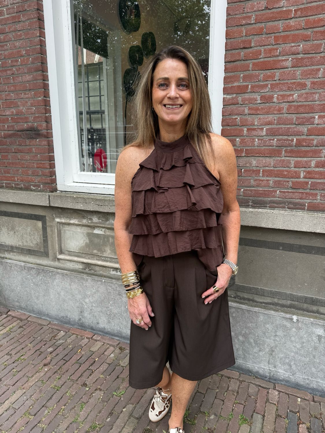 Jaydee rouchel a-lijn blouse brown