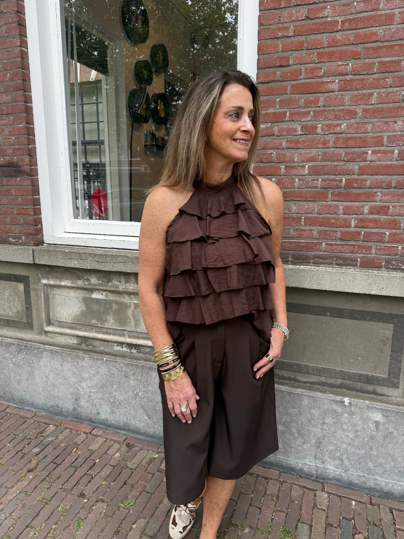 Jaydee rouchel a-lijn blouse brown
