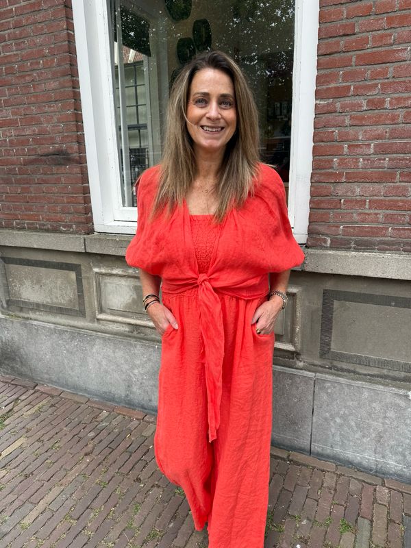 Gijsje co-ord strapless jumpsuit set coraal