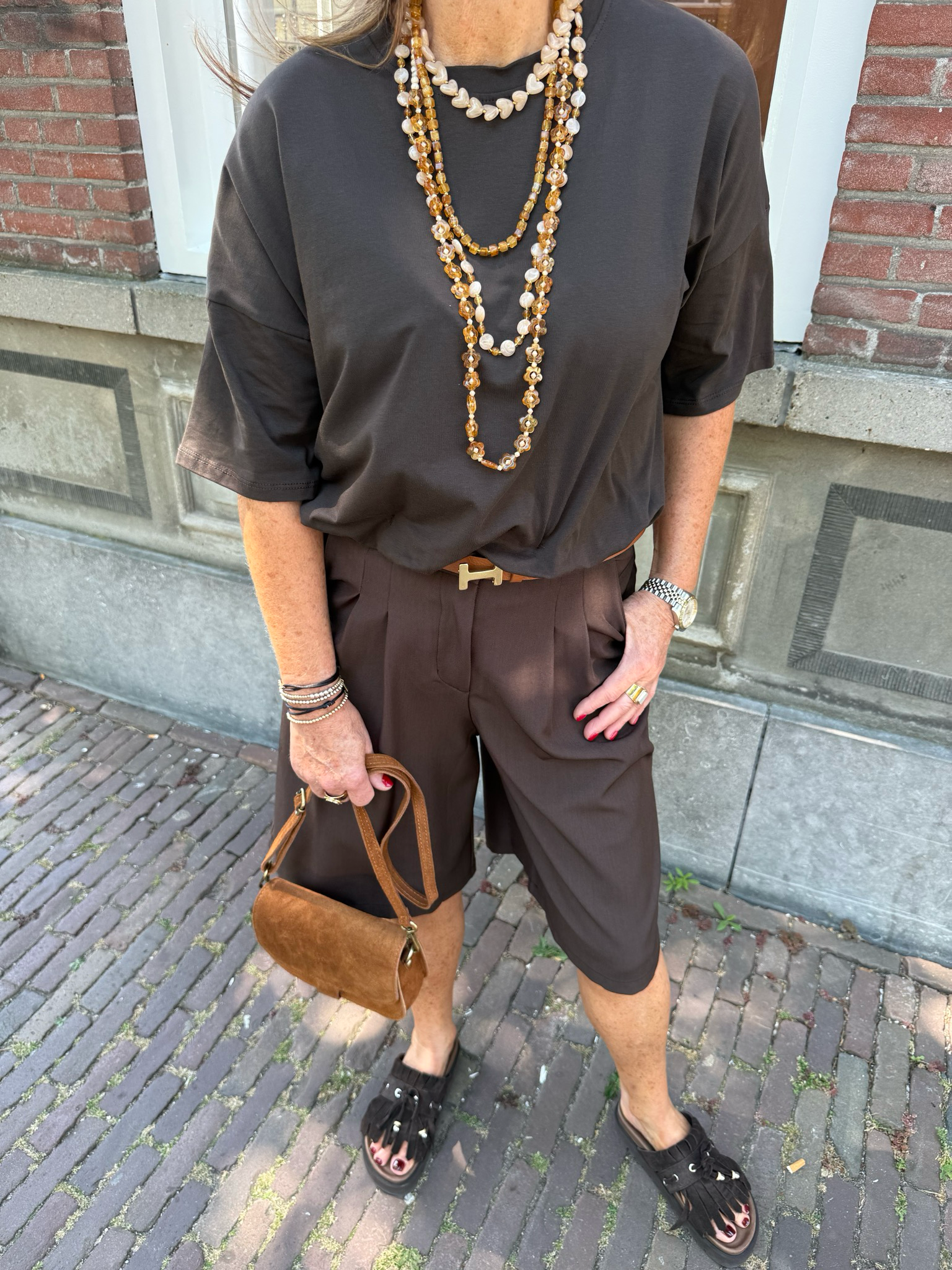 Cathleen cropped t-shirt brown