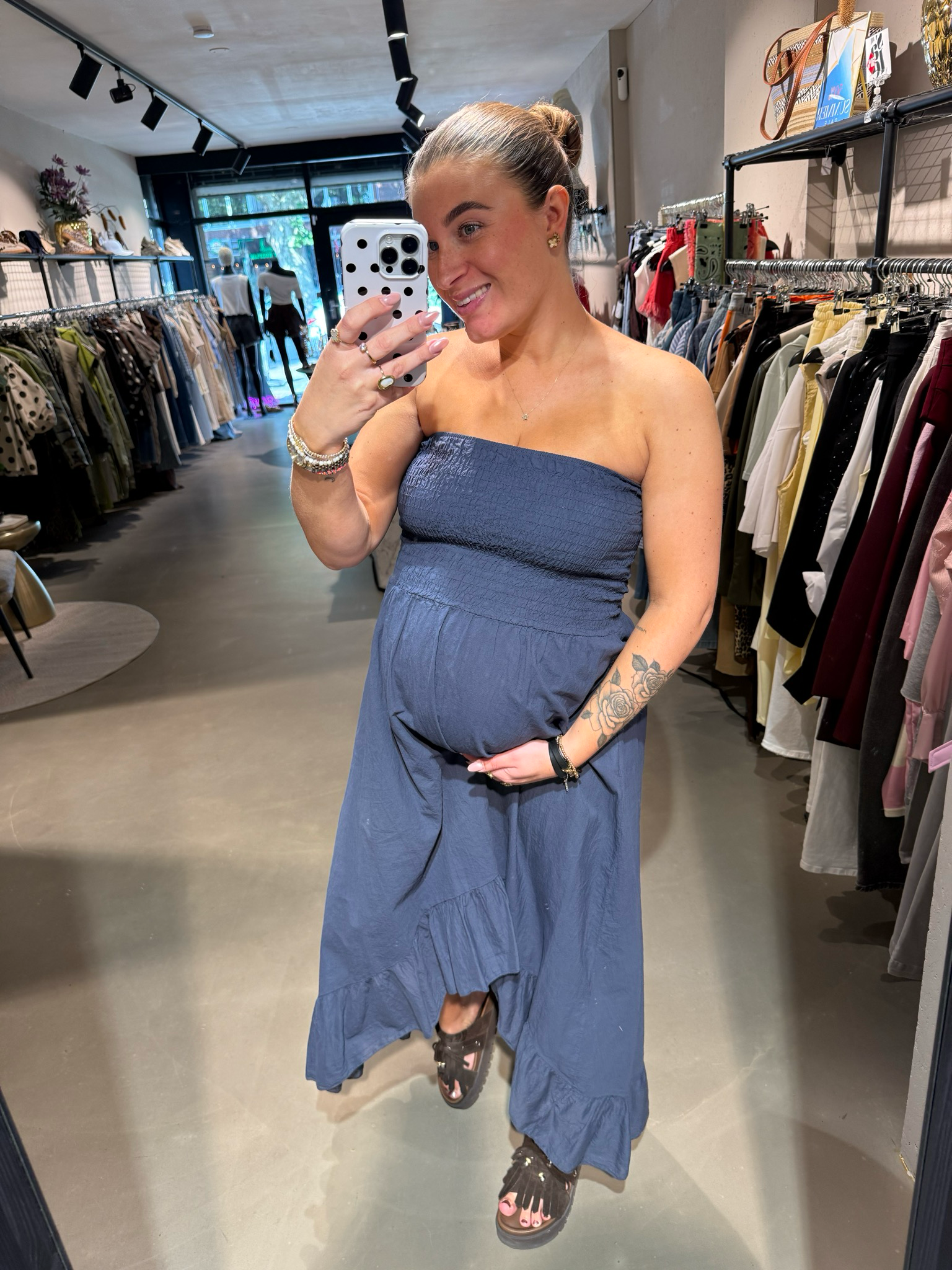 Alisha strapless Summer dress blue