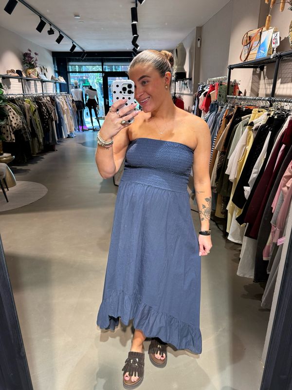 Alisha strapless Summer dress blue