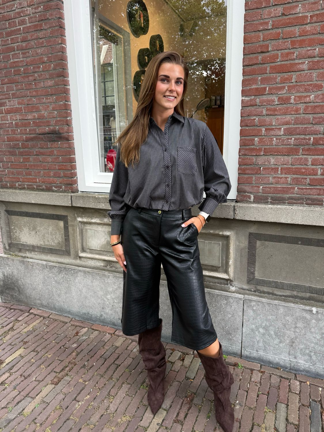 Jette cropped ruit blouse black & white Jette cropped ruit blouse black & white