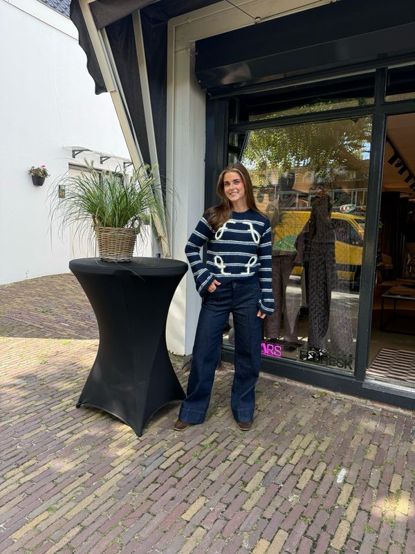 FLURESK Mitzy knit trui navy blue/vanilla