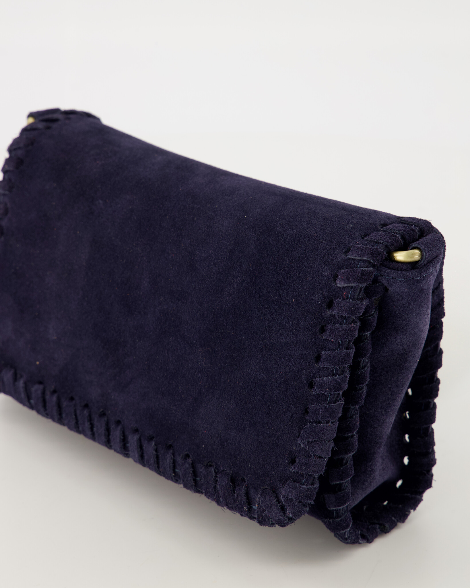 Romee suede leren dark blue crossbody tas