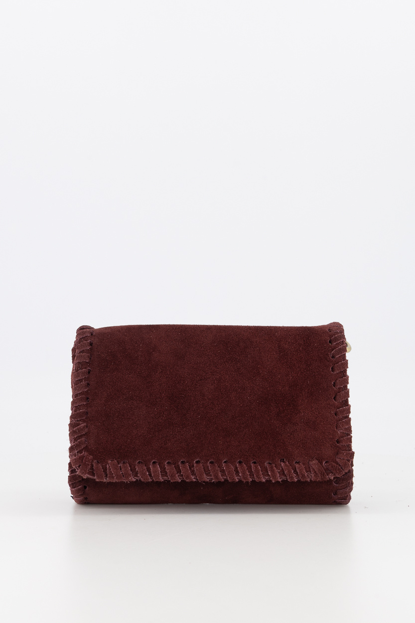Romee suede leren burgundy crossbody tas