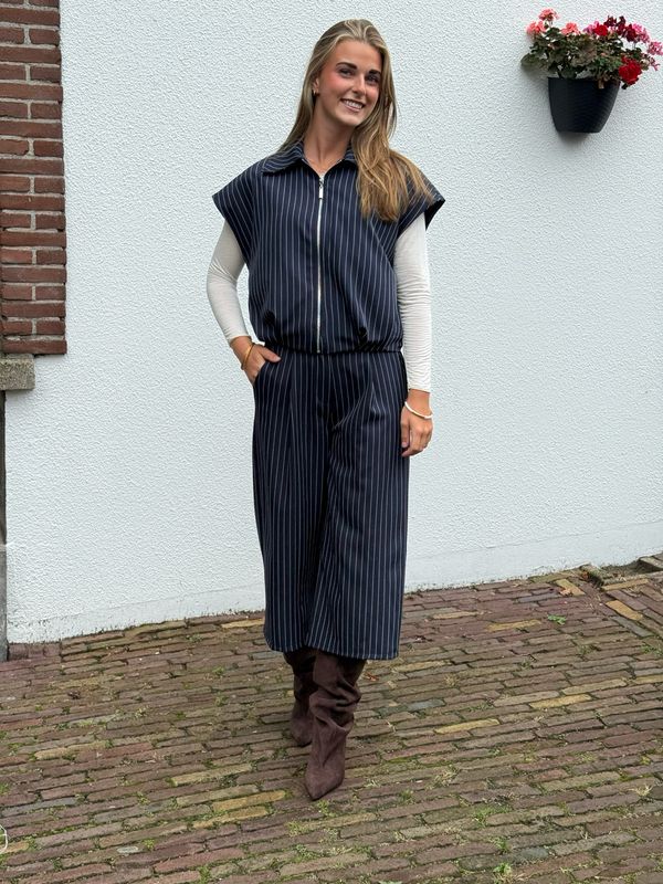 AMBIKA Drew co-ord krijtstreep blue off white