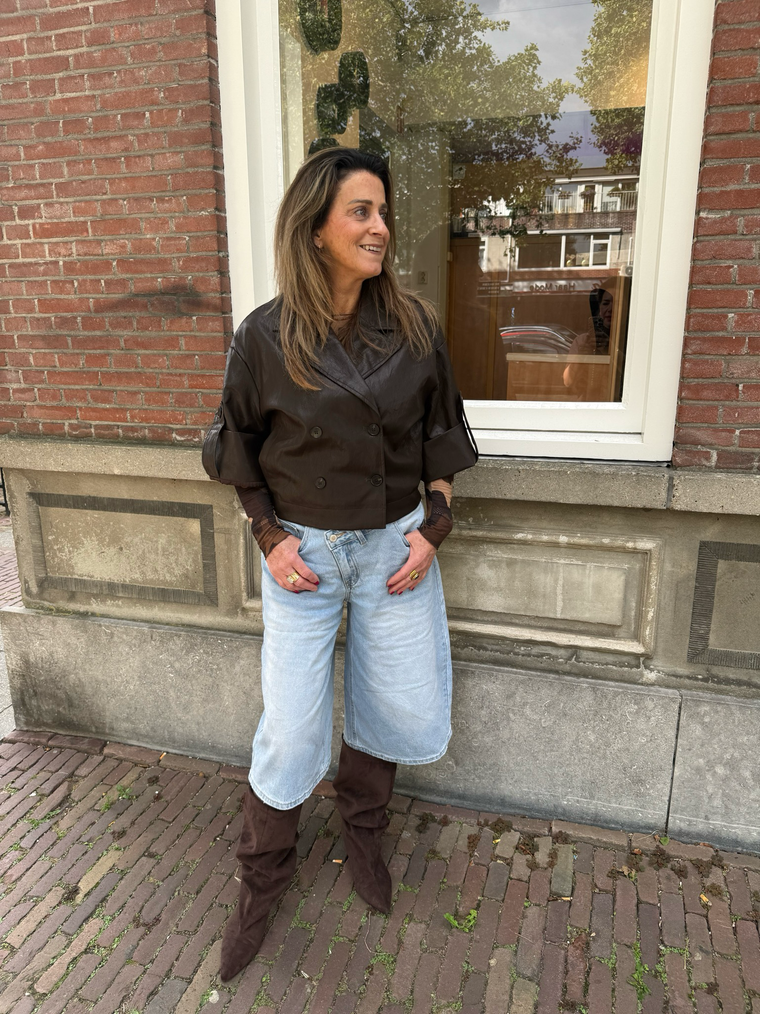 Jacey denim jort / bermuda met schuine sluiting