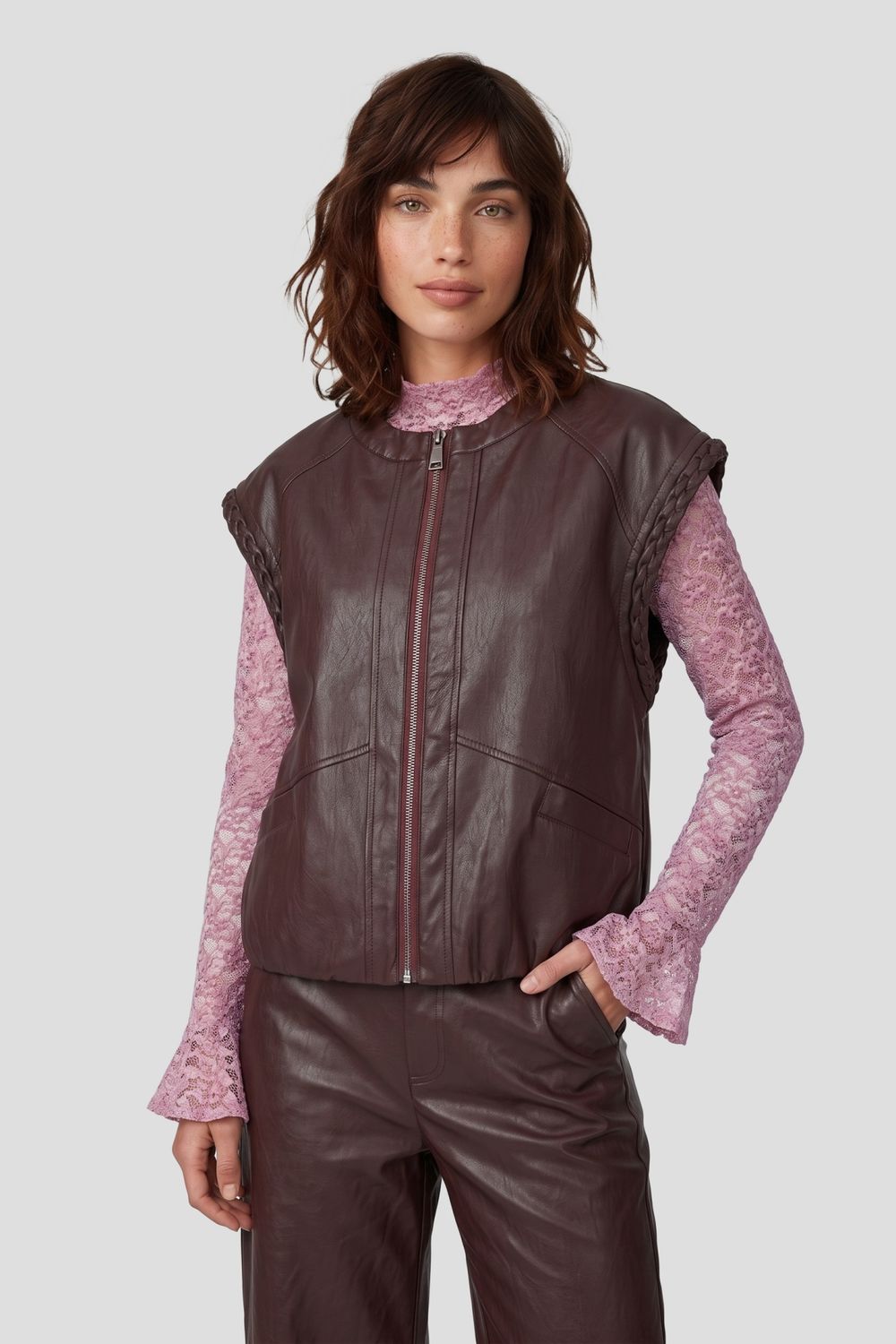 FLURESK Fauve gilet dusky maroon FLURESK Fauve gilet dusky maroon