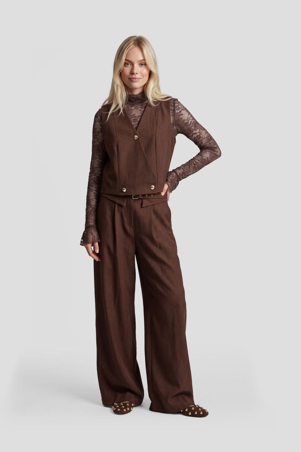 FLURESK Neva gilet mocha brown FLURESK Neva gilet mocha brown