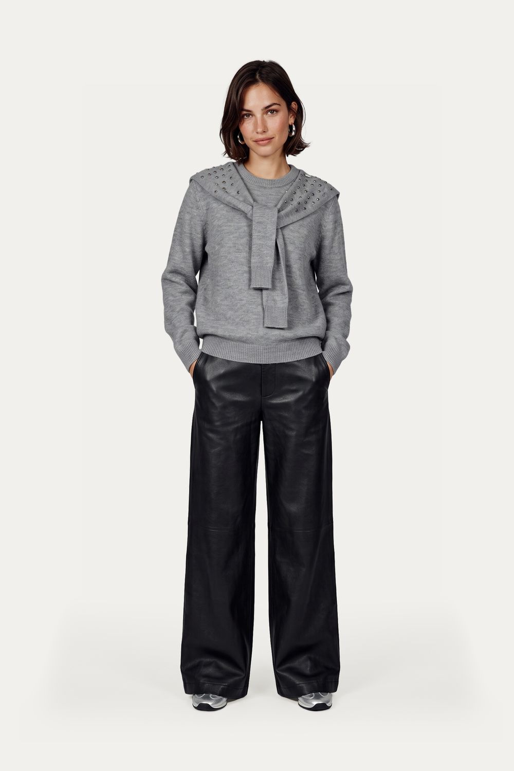 C&S Kimmie knit pullover gray melange C&S Kimmie knit pullover gray melange