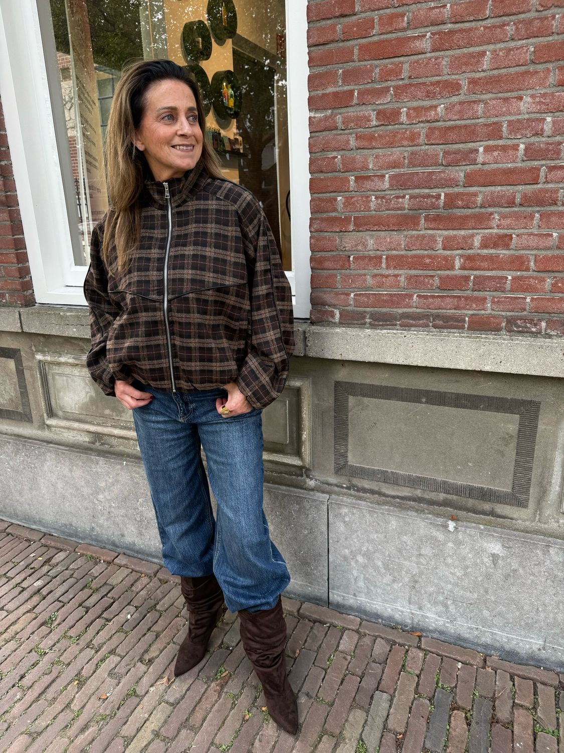 Lee klassieke ruit balloon jacket chocolate brown Lee klassieke ruit balloon jacket chocolate brown