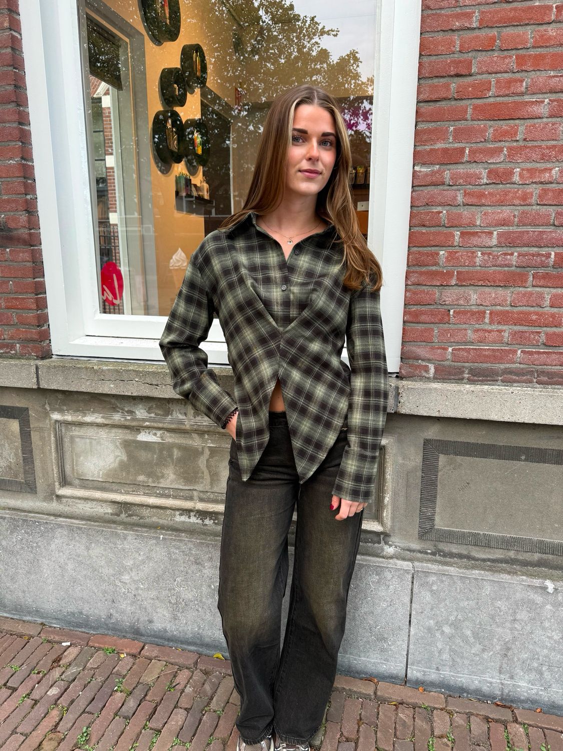 Dewi geruite blouse groen