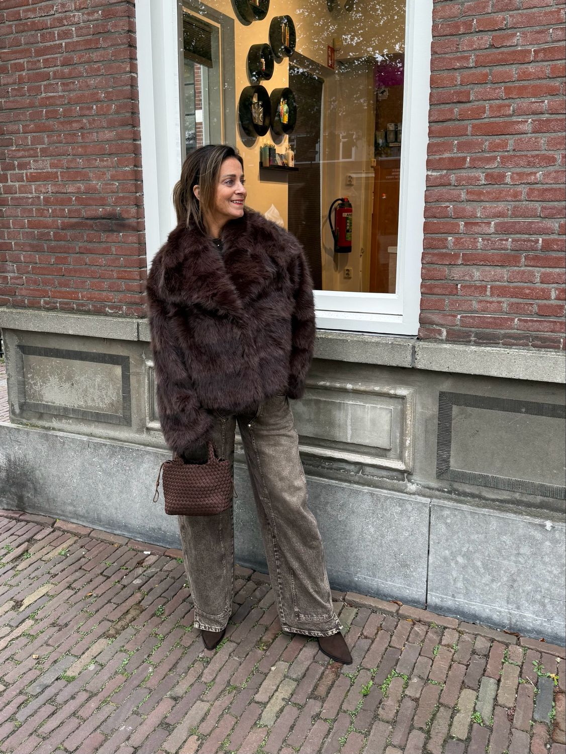 Carmen faux fur dames jas brown Carmen faux fur dames jas brown