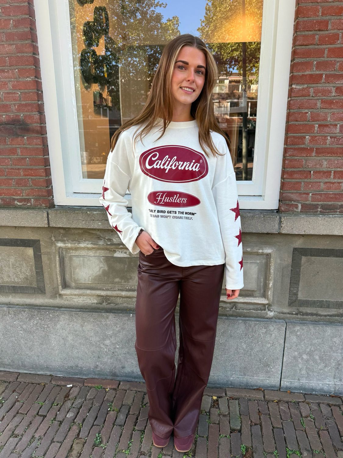 Cassy California sweater  wit  & bordeaux