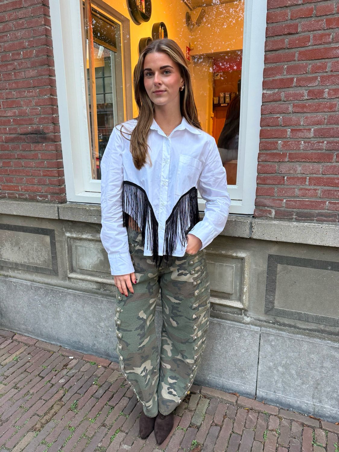 Dolly corset blouse met fringes wit Dolly corset blouse met fringes wit