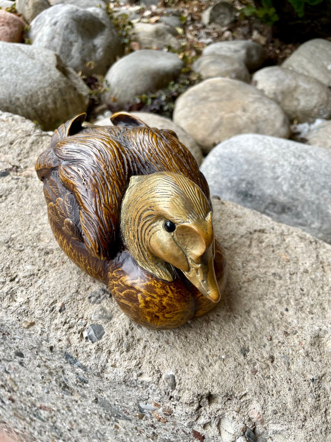 Scultura Vintage di Elli Malevolti - Uccello Decorativo in Metallo e Resina