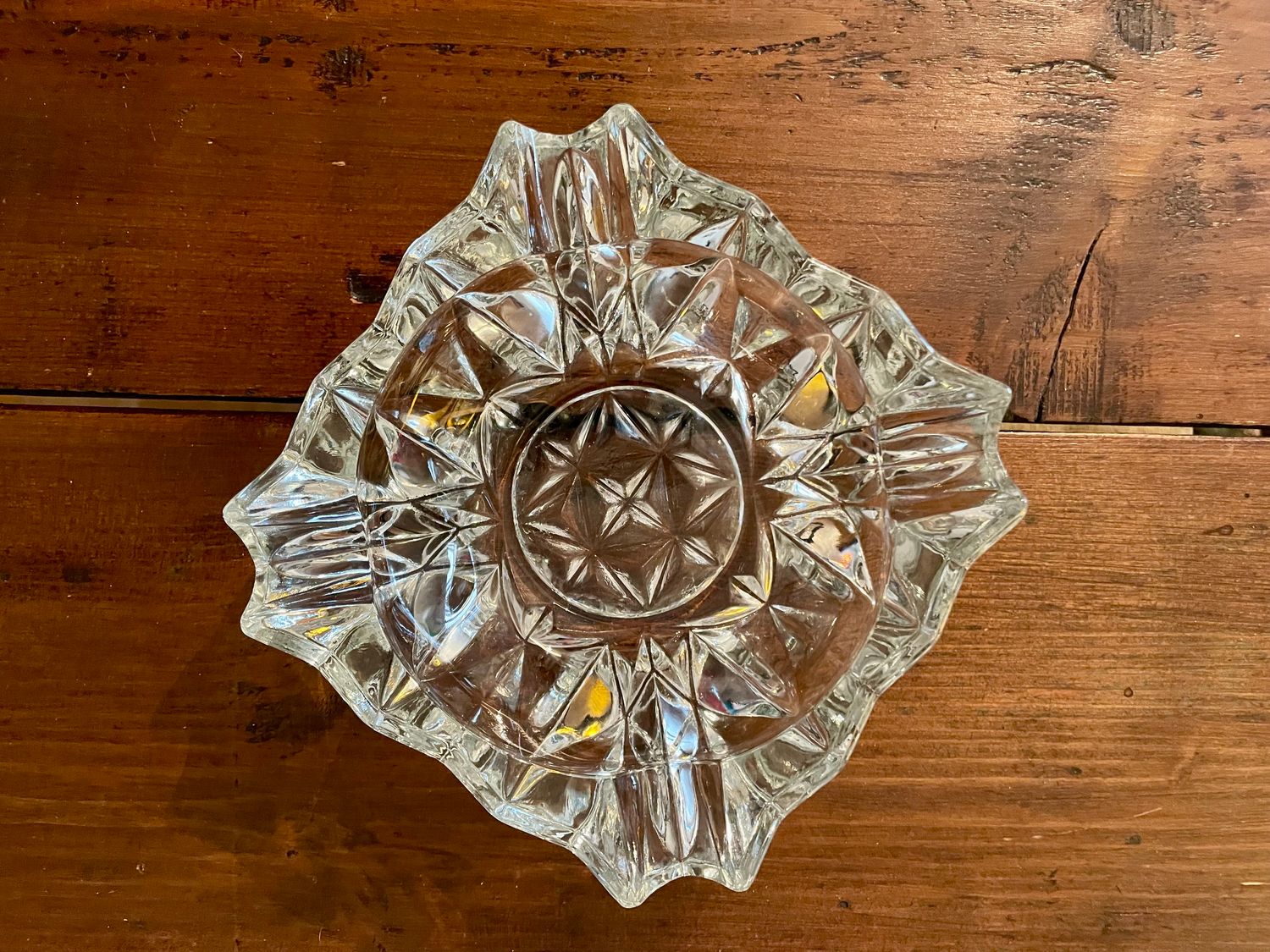 Posacenere vintage in cristallo francese, design geometrico - Anni ’60