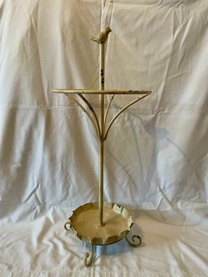Portaombrelli vintage in metallo con uccellino - stile provenzale
