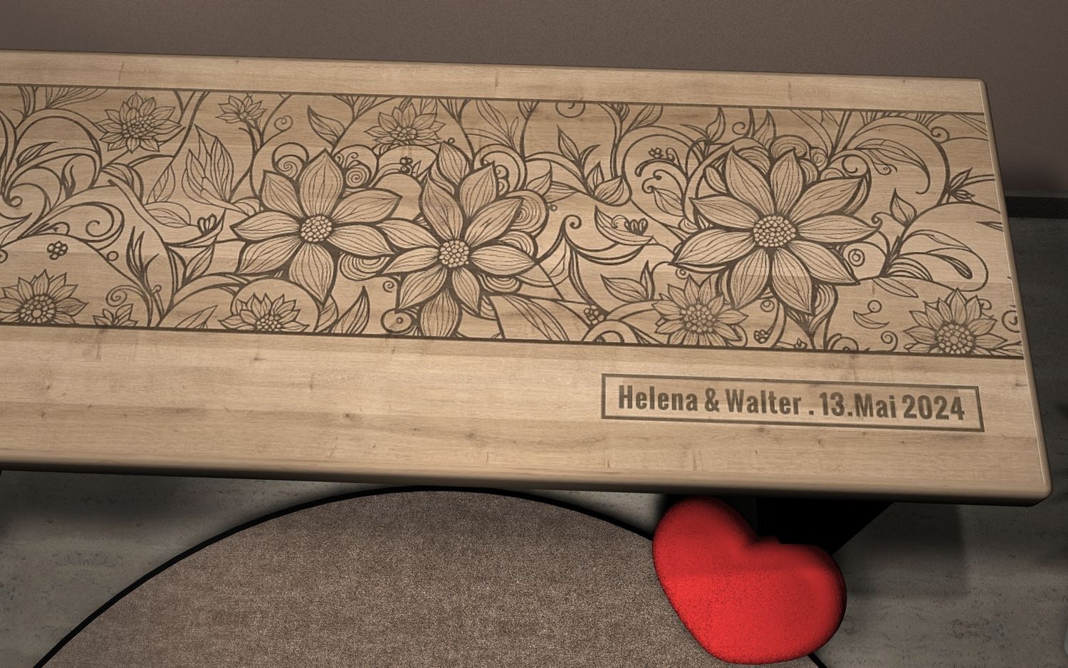 Die Liebesbank - Liebe dauerhaft in Holz gebrannt