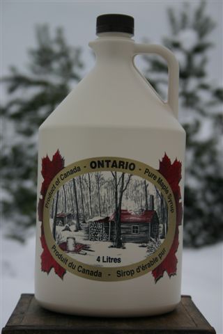 4L Ontario Grade A Amber Maple Syrup Plastic Jug - Available for pickup orders only - Not shipped.