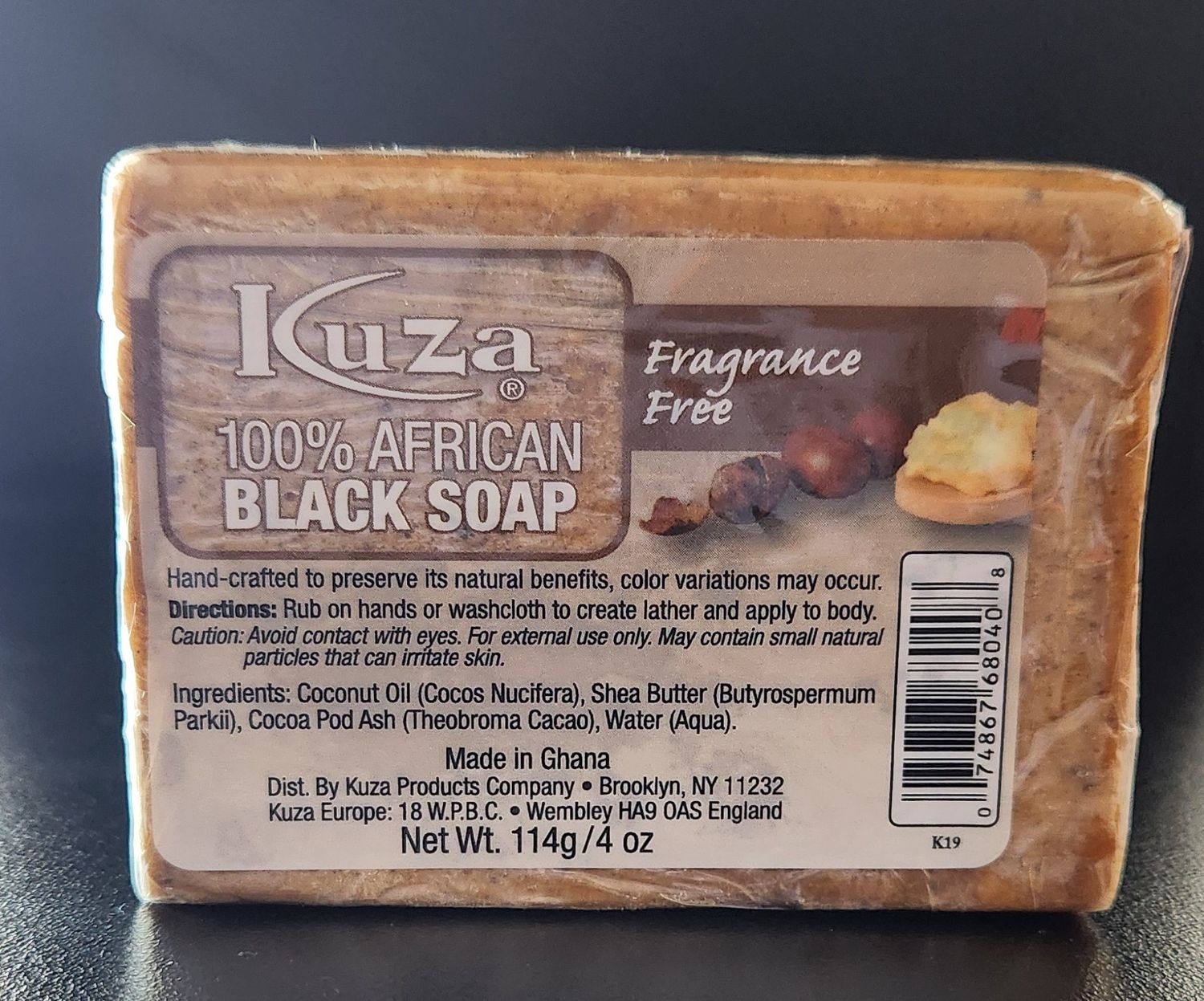 KUZA 100% AFRICAN BLACK SOAP 4 oz