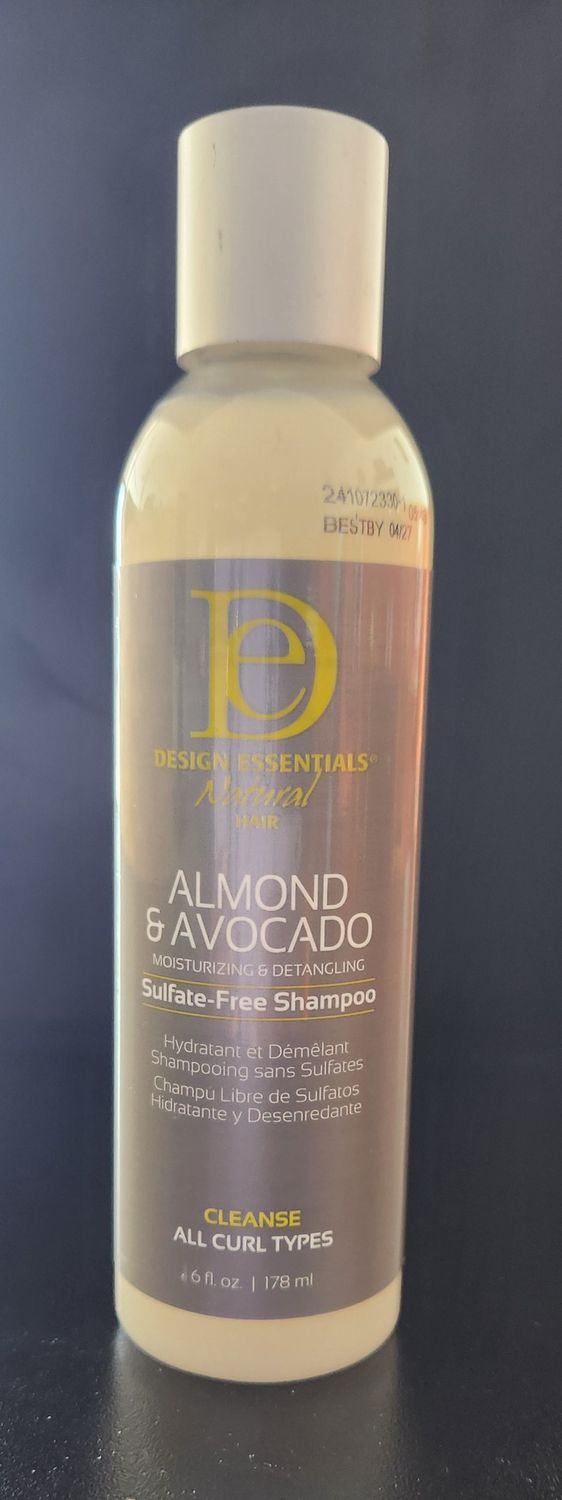 DESIGN ESSENTIALS ALMOND AND AVOCADO SULFATE FREE SHAMPOO 6 oz