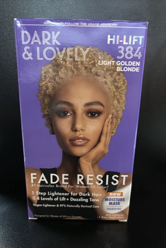Dark and lovely hi lift 384 light golden blonde fade resist hair color