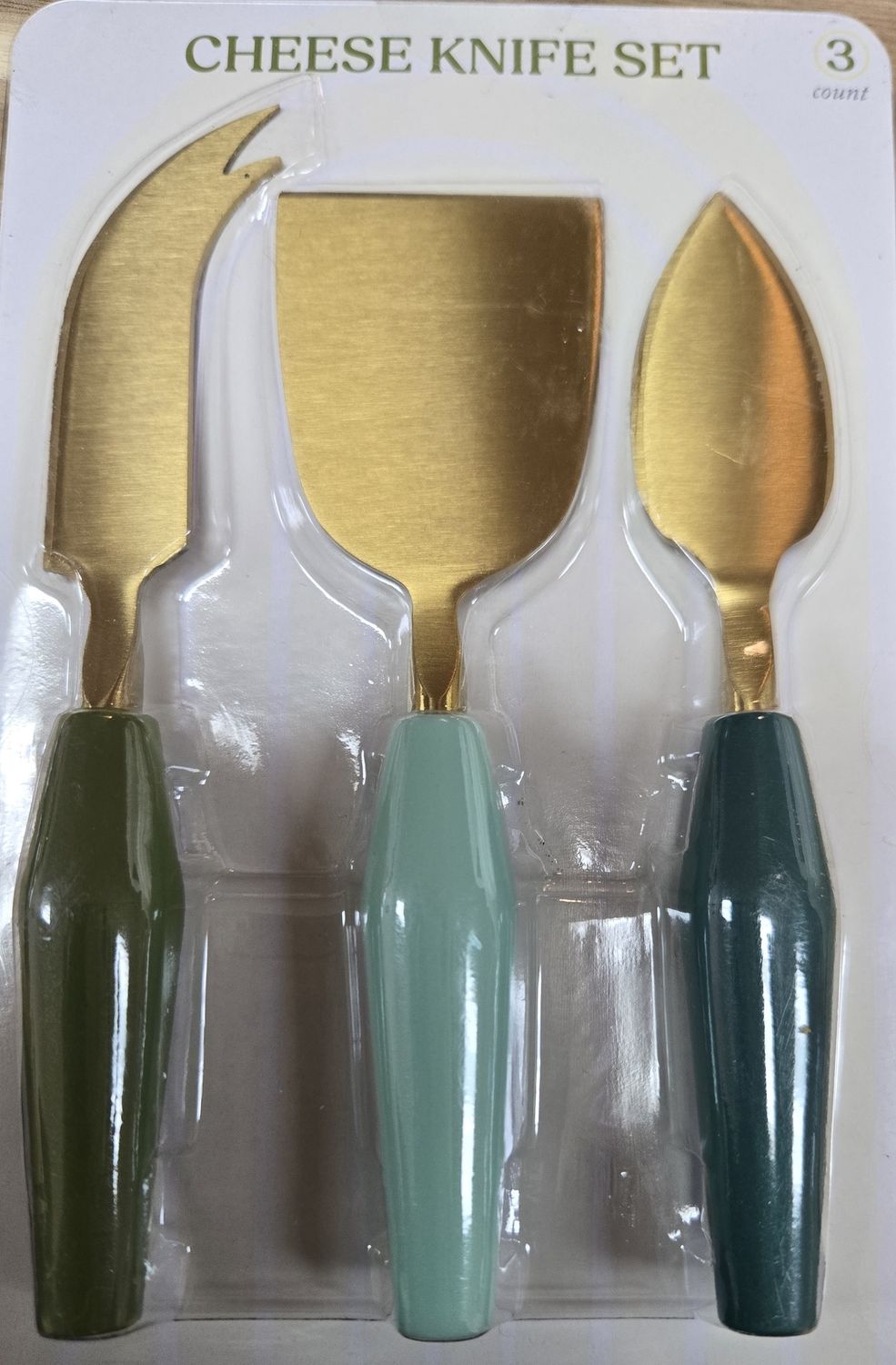 Cheese knife set green