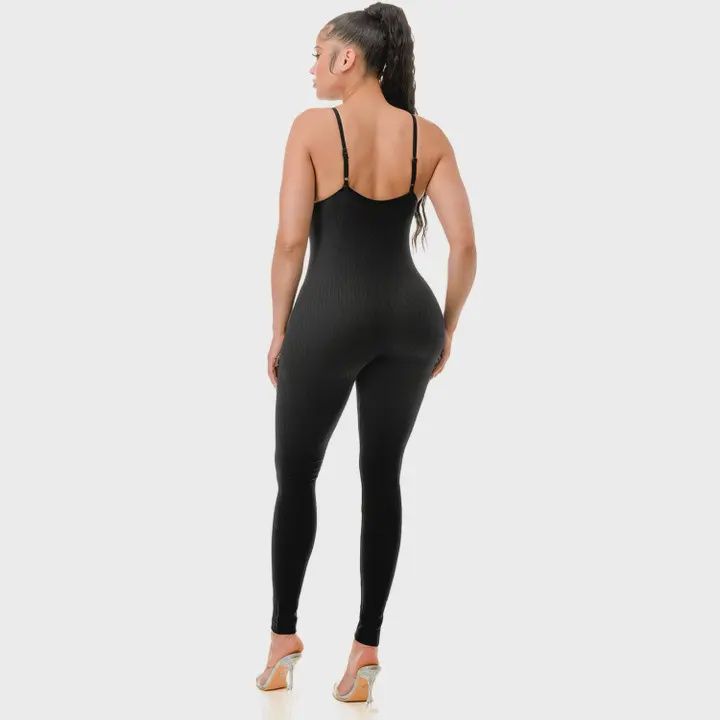 Rib Seamless Cami Jumpsuit BLK