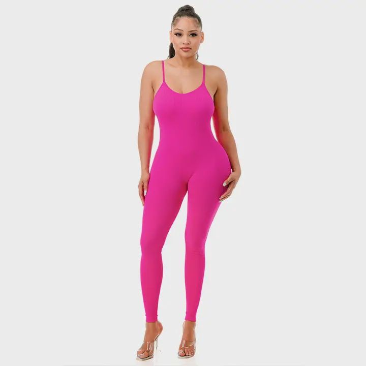 Rib Seamless Cami Jumpsuit PINK