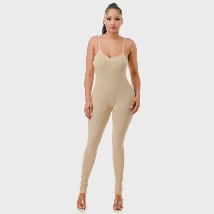 Rib Seamless Cami Jumpsuit SAND