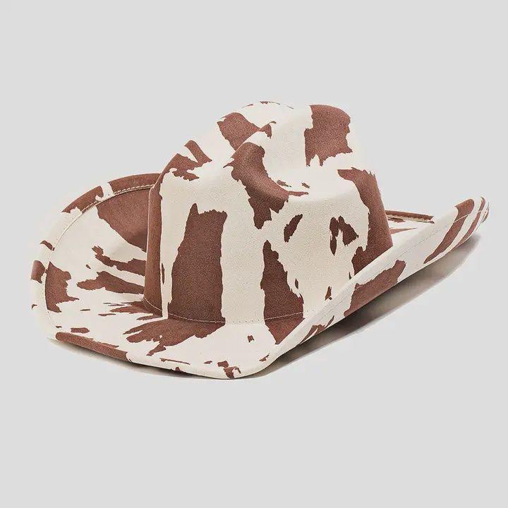 Cow Print Cowboy Hat Brown