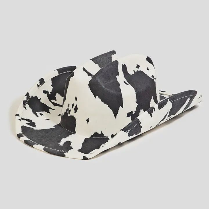 Cow Print Cowboy Hat black