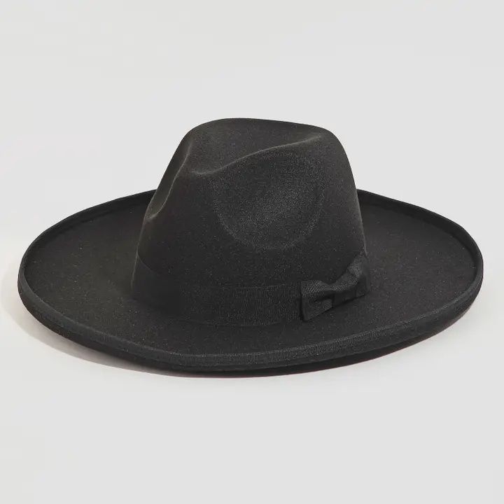 Ribbon Bow Tie Fedora Hat BLK
