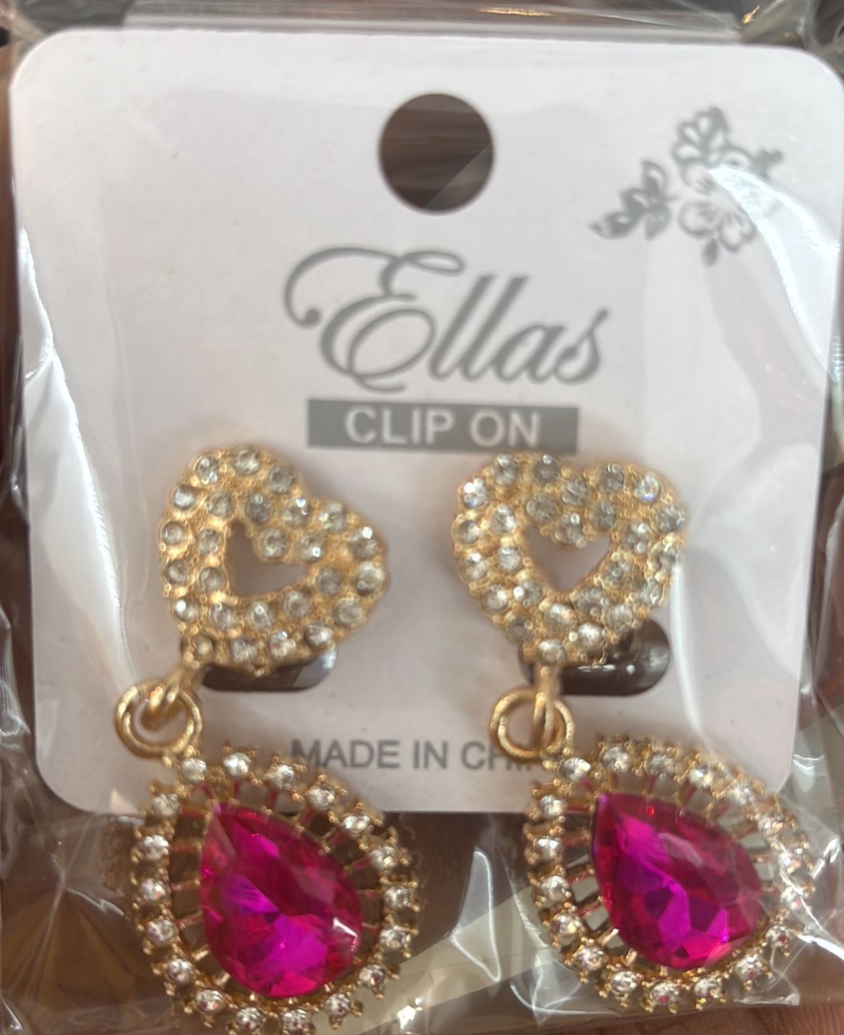Ellas clip on heart earrings