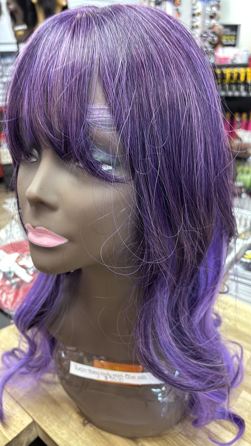 purple bang body wave 50 in wig