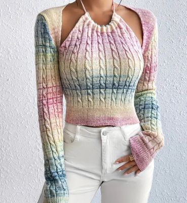 rainbow crop top sweater Large