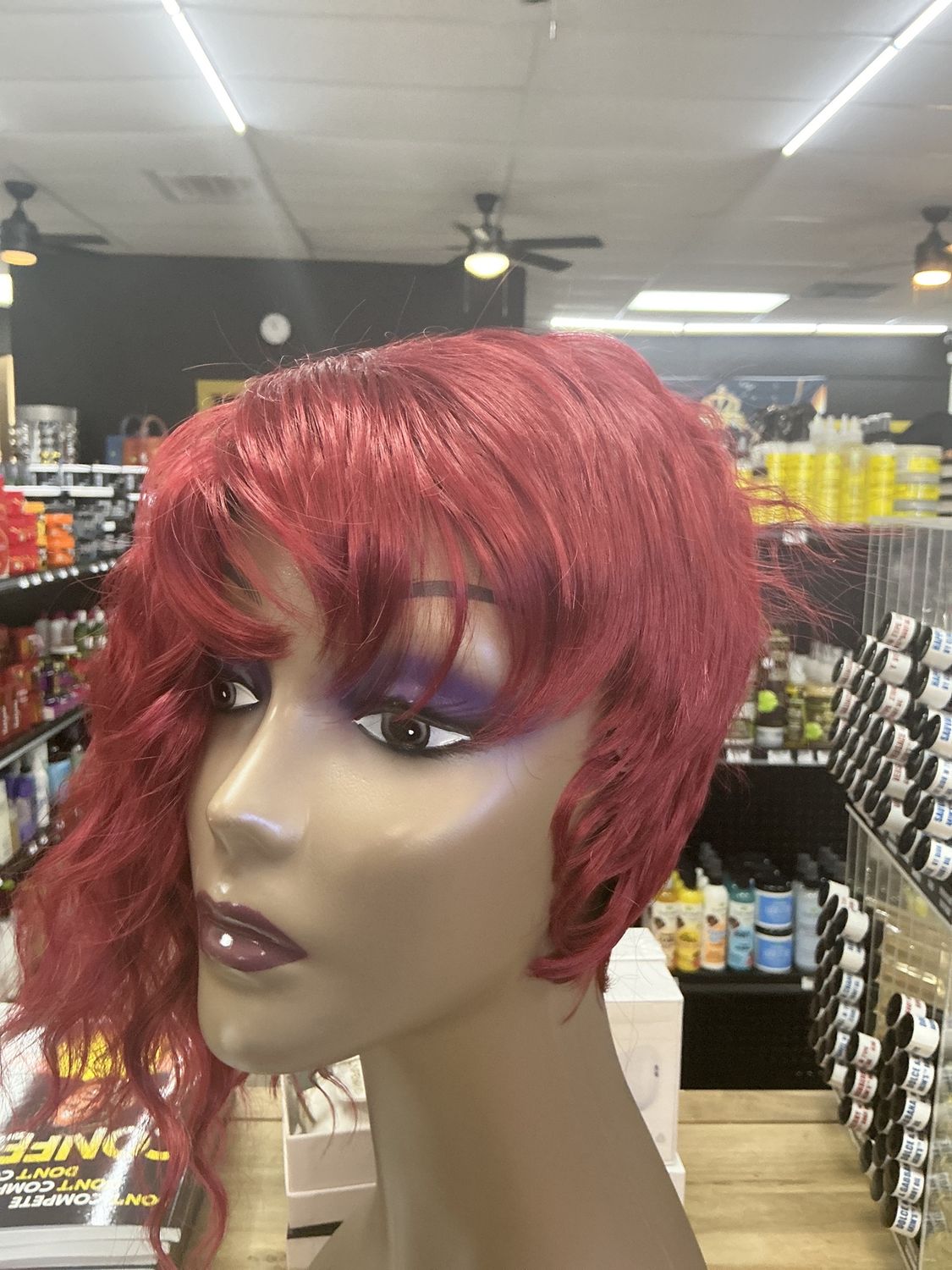 Fantasia kinky curly red bob 8