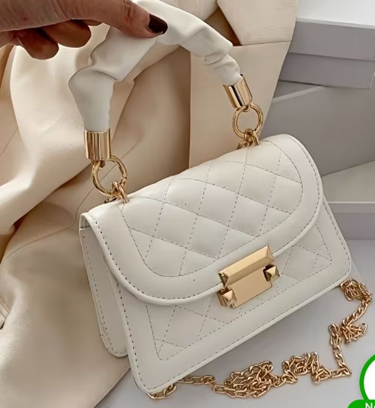 Purse Grid Patterned White