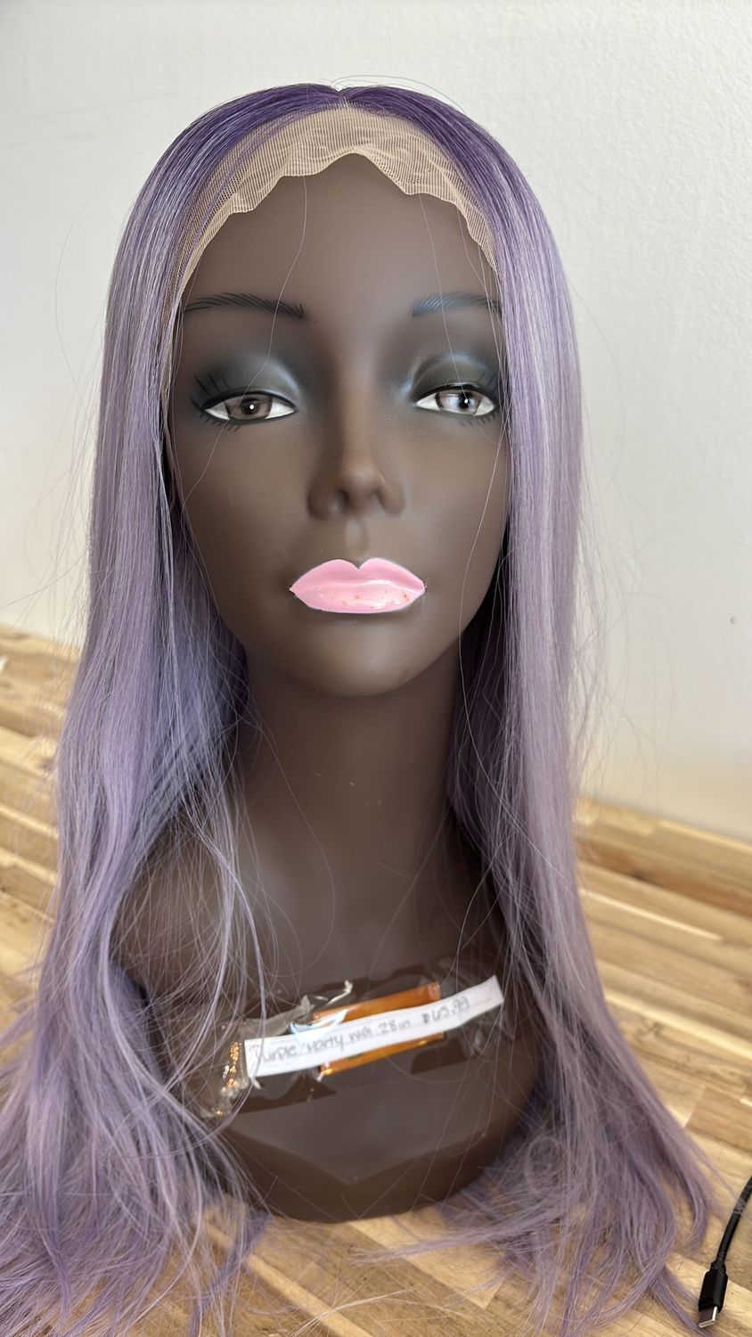 Purple party wig 28in